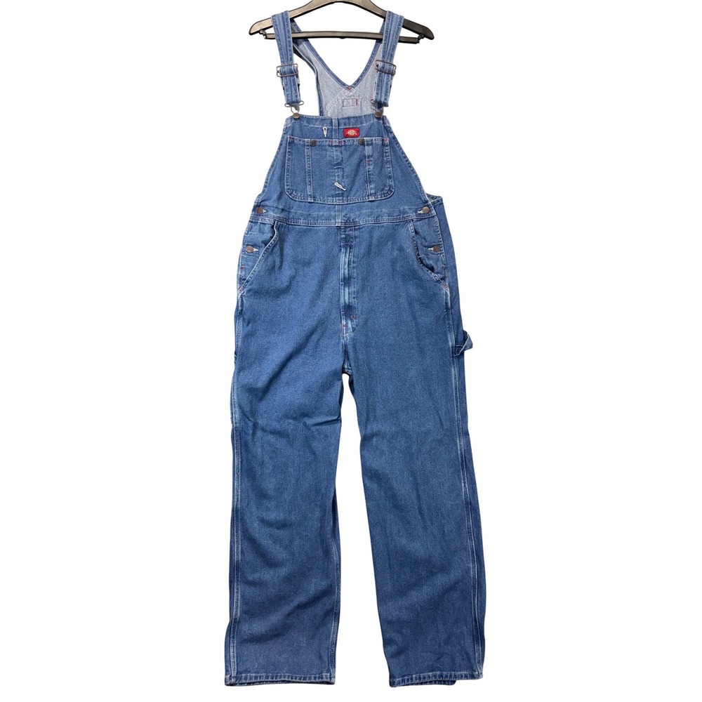 Dickies Mens Blue Denim Bib Overalls Workwear 36x34 8396SNB Cotton